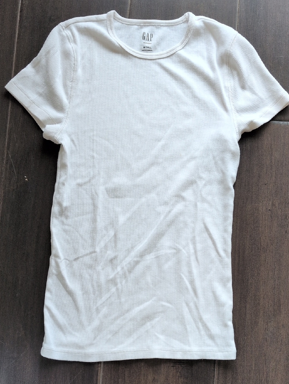 GAP White Ribbed Short Sleeve Tee